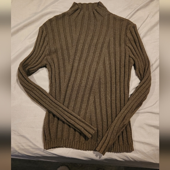 RD STYLE Petro Ribbed Mock Neck Sweater Olive Green M Medium Stretchy - Picture 3 of 6